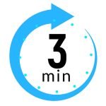 3 minutes clock quick number icon. 3min time circle icon